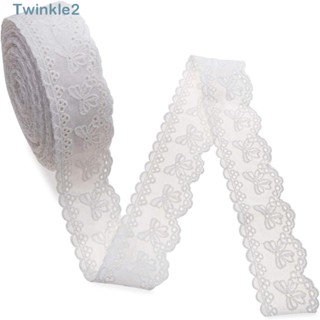 Twinkle ริบบิ้นลูกไม้ ผ้าฝ้าย สีขาว สําหรับตกแต่งเสื้อผ้า DIY