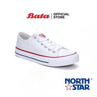 Bata บาจา ยี่ห้อ North Star รองเท้าผ้าใบ รองเท้าผ้าใบแบบผูกเชือก รองเท้าผ้าใบทรงลำลอง Boy Sneakers สำหรับเด็กผู้ชาย สีขาว รุ่น STREET_I 4291887