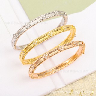 สร้อยข้อมือเงินแท้ เกรด 925 จี้ใบโคลเวอร์ 18K สีโรสโกลด์ สําหรับผู้หญิง090722537994