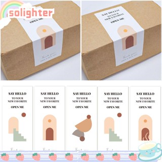 Solighter สติกเกอร์ฉลาก ลาย Thank You เรขาคณิต เรียบง่าย ขนาด 6*15 ซม. สําหรับติดตกแต่งบรรจุภัณฑ์ 50 ชิ้น