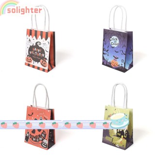 Solighter ถุงของขวัญฮาโลวีน ลายฟักทองผี สําหรับใส่คุกกี้ ขนมหวาน 5 ชิ้น