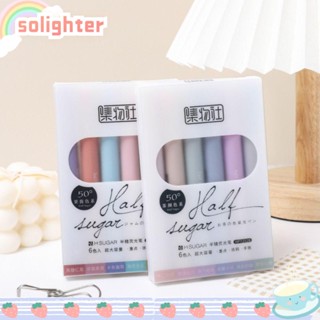 Solighter ชุดปากกาไฮไลท์ 6 สี ต่อชุด สําหรับเขียนเครื่องเขียน