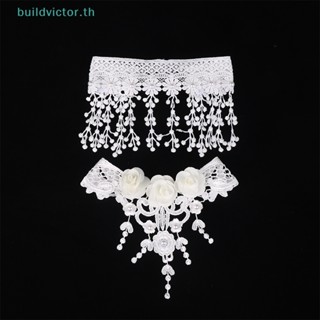 Buildvictor โช้กเกอร์ลูกไม้ จี้คริสตัล สีดํา สไตล์วินเทจ คลาสสิก สําหรับผู้หญิง TH