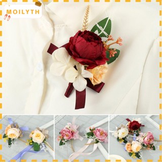 Moilyth สร้อยข้อมือ ดอกไม้ประดิษฐ์ แบบผูกเชือก เครื่องประดับ สําหรับเจ้าสาว เพื่อนเจ้าสาว งานพรอม งานแต่งงาน งานพรอม งานแต่งงาน