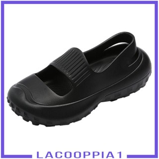 [Lacooppia1] รองเท้าแตะแพลตฟอร์ม ฉลุลาย สีดํา เหมาะกับเดินชายหาด ห้องนอน สําหรับผู้หญิง