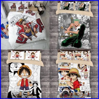 Gp1 3in1 ชุดเครื่องนอน ผ้าปูที่นอน ปลอกหมอน ผ้าห่ม ลายการ์ตูนอนิเมะ One Piece Luffy ซักทําความสะอาดได้ PG1