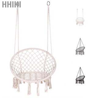 Hhihi Hammock Chair Macrame Swing Knitted Mesh Hanging for Terrace Balcony Garden Living Room