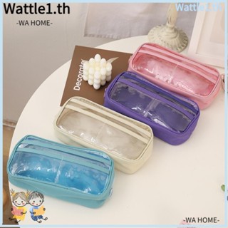 Wttle Kawaii กระเป๋าดินสอ ผ้าแคนวาส ใส จุของได้เยอะ สีพื้น สไตล์เกาหลี สําหรับผู้หญิง