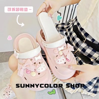 SUNNYCOLOR  รองเท้าแตะหญิง รองเท้าหัวโต แฟชั่น ธรรมดา ใส่สบายๆ 2023ใหม่ B91H0NO 36Z230909