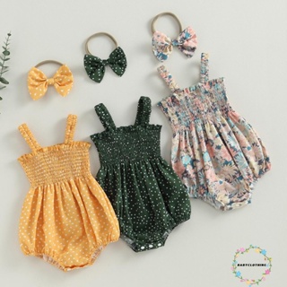 Babyclothes- ชุดรอมเปอร์แขนกุด แต่งระบาย พร้อมที่คาดผม แฟชั่นฤดูร้อน สําหรับเด็กผู้หญิง 2 ชิ้น