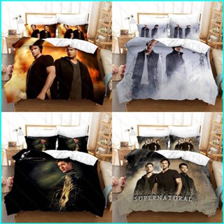 ชุดเครื่องนอน ผ้าห่ม ลายการ์ตูน Supernatural 3in1 ซักทําความสะอาดได้ สวมใส่สบาย สําหรับหอพัก บ้าน ห้องนอน