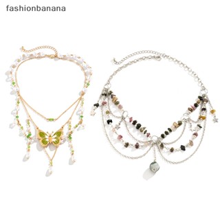 [fashionbanana] สร้อยคอโช้คเกอร์ จี้รูปผีเสื้อ สีเขียว