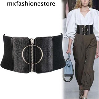 Mxfashione สายรัดเอว หนัง PU สีดํา หรูหรา สําหรับผู้หญิง