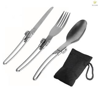 Stainless Steel Foldable Cutlery Set for Camping, Travel, and Hiking - Knife Fork Spoon Set