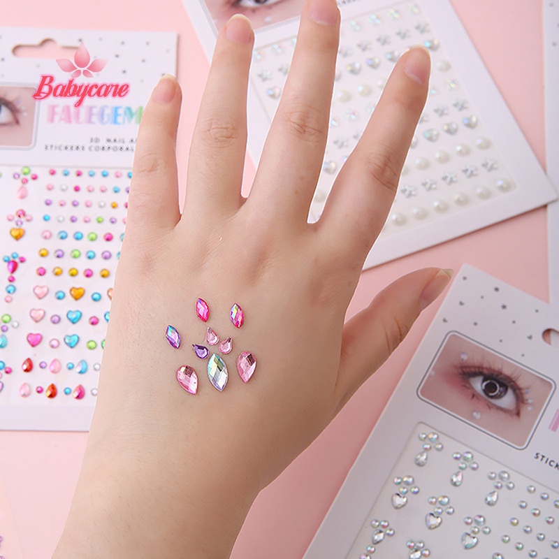 Byce> ใหม่ สติกเกอร์คริสตัล ไข่มุก เพชร อัญมณี สําหรับแต่งหน้า สักตา ร่างกาย เทศกาล