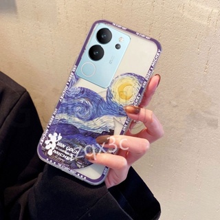 เคสโทรศัพท์มือถือ ซิลิโคนนุ่ม TPU ใส กันรอยกล้อง ลายการ์ตูน สีฟ้า แฟชั่น สําหรับ VIVO Y78 Y27 Y36 Y02 Y02A Y02T VIVO V29 V27 V27e V25 Pro V25e 4G