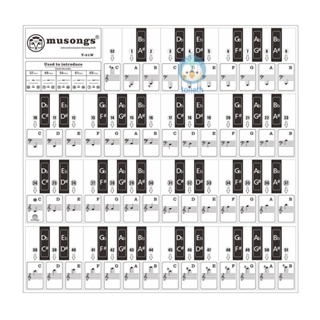 สติกเกอร์คีย์บอร์ดเปียโน 37 49 61 88 คีย์ แบบใส ถอดออกได้ พร้อมเครื่องดนตรี สําหรับเด็กหัดเรียน