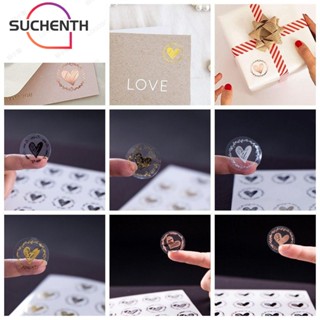 Suchenth สติกเกอร์ซีลซองจดหมาย ลายหัวใจ สร้างสรรค์ สีทอง สีเงิน สีบรอนซ์ สําหรับห่อของขวัญ 400 ชิ้น