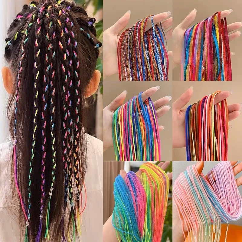 แฟชั่นเกาหลีทอผมเชือกที่มีสีสันสกปรกเชือกถักแฟชั่นเด็กที่มีสีสันริบบิ้นเชือกคาดศีรษะ