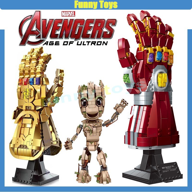 Thanos Infinity Glove 76191 ถุงมือนาโน ไอรอนแมน 76223 บล็อกตัวต่อ I am Groot 76217 Venom Character 76230 Marvel ของเล่นสําหรับเด็ก