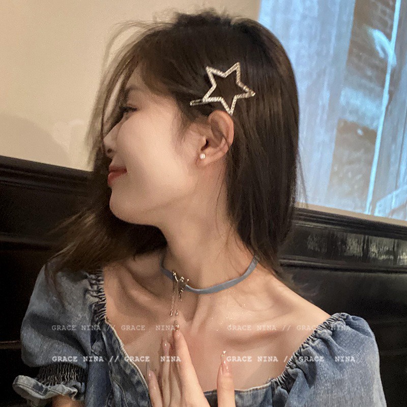 กิ๊บติดผม รูปดาว ประดับพลอยเทียม สไตล์เกาหลี เรียบง่าย เครื่องประดับ สําหรับผู้หญิง - รูปที่ 3