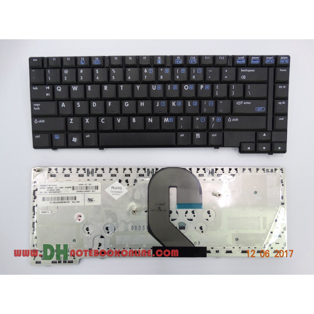 แป้นพิมพ์ คีย์บอร์ดโน๊ตบุ๊ค HP Compaq 6510b 6515b Laptop Keyboard