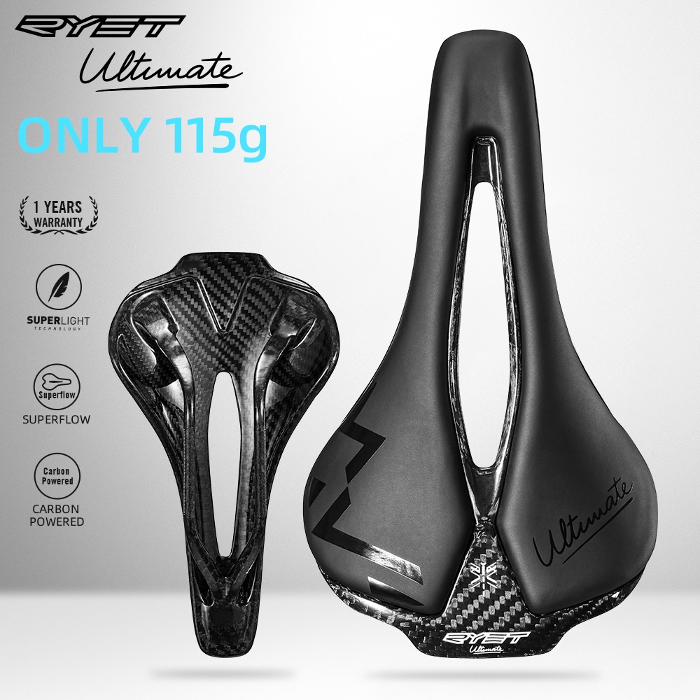 RYET ที่นั่งจักรยาน Carbon Fiber Ultra-Lightweight Racing Bike Seat น้ำหนักเพียง 115g