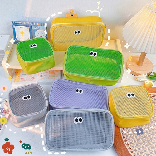 🍒Grace Thai🍒 กระเป๋าใส่ของ ใส่เครื่องสําอาง ผ้าตาข่าย แบบใส จุของได้เยอะ แบบพกพา