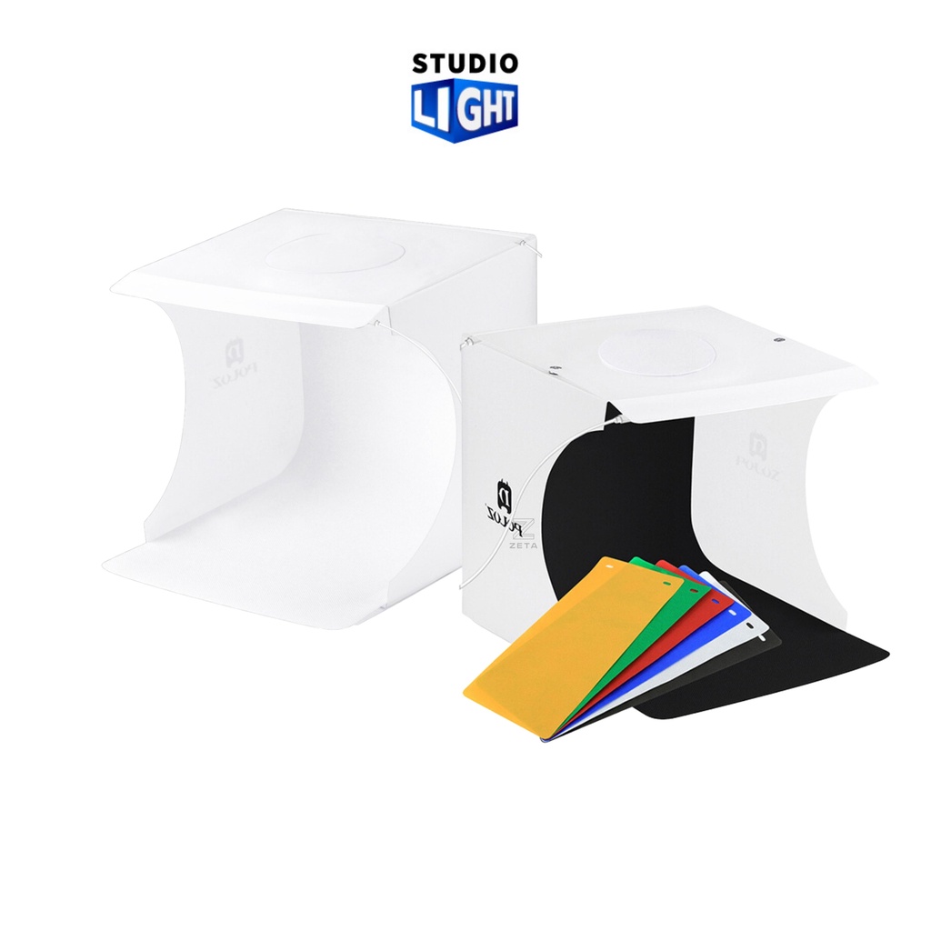 Puluz Light Box Light Room(2 LED) ขนาด 20x20 CM กล่องไฟถ่ายภาพ กล่องถ่ายสินค้า ถ่ายรูปพร้อมฉาก 6 สี