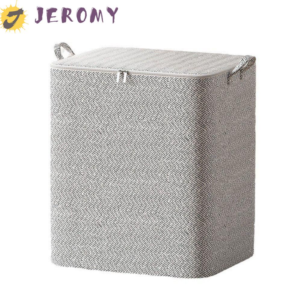 Jeromy ตะกร้าผ้านวม มีซิป พร้อมฝาปิด กันชื้น แบบพกพา ขนาดใหญ่ จุของได้เยอะ สําหรับใส่เสื้อผ้า ผ้าห่ม