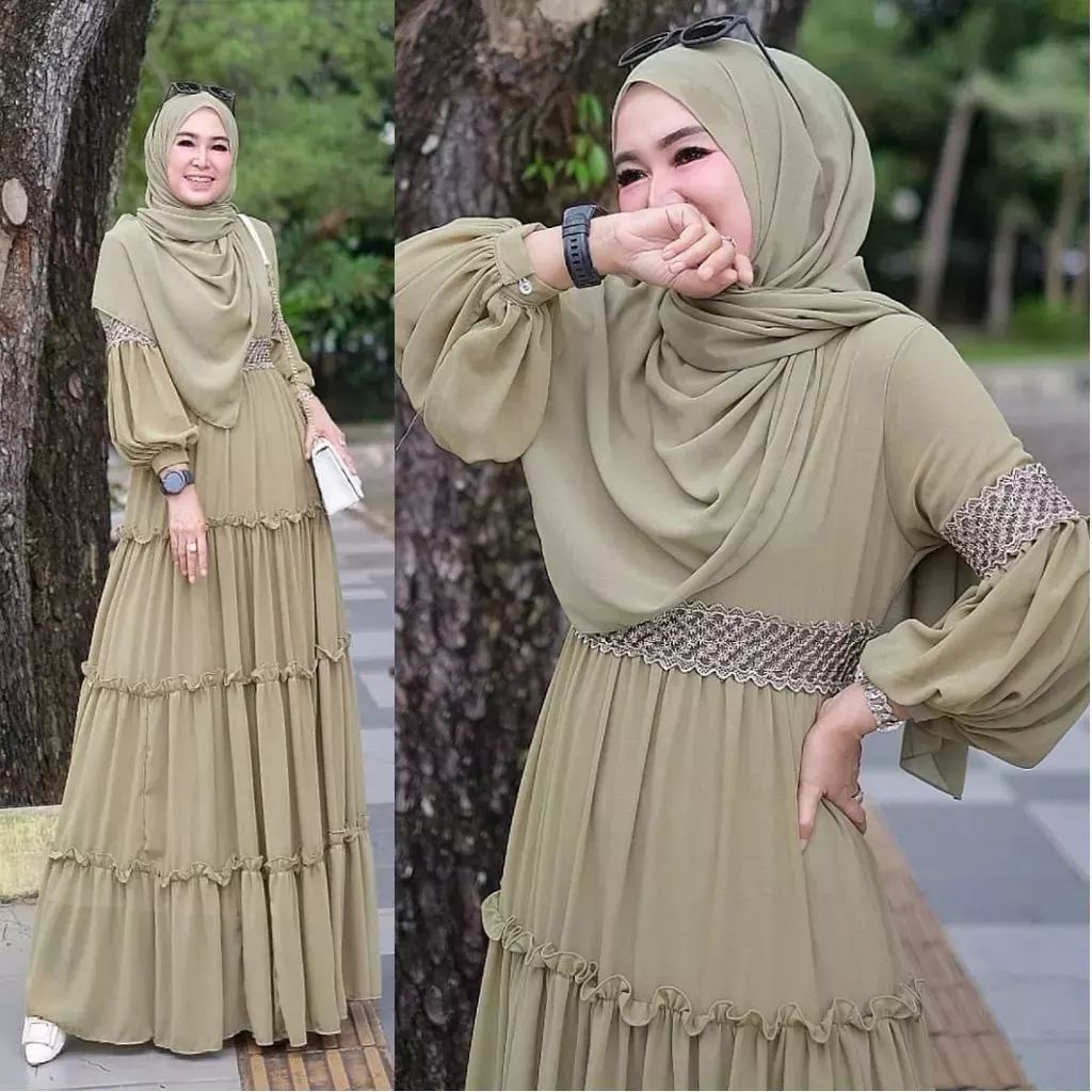 Ar611 มุสลิม Gamis CerutyBabydoll วัสดุ Size M,L,XL ล่าสุดผู้หญิงหรูหราชุด