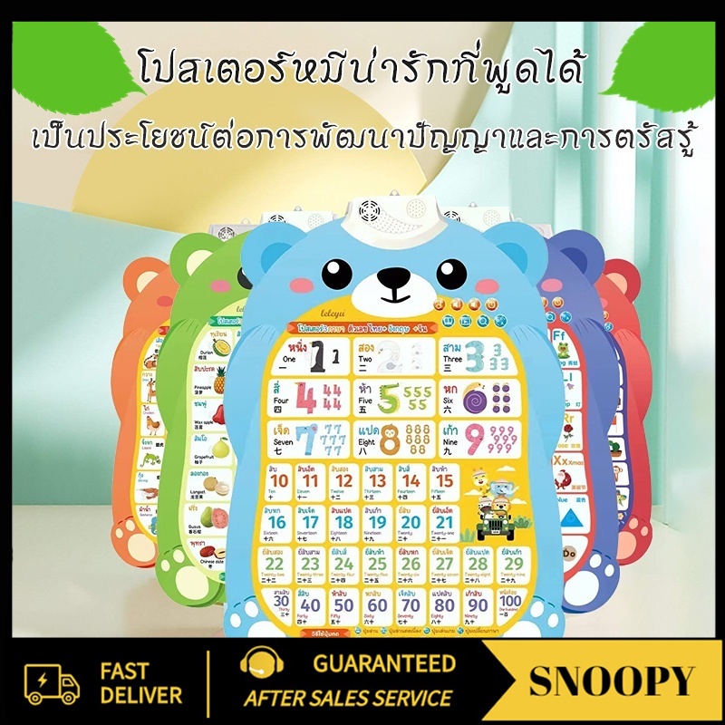 ของเล่นเด็ก โปสเตอร์พูดได้ 3 ภาษา (ไทย อังกฤษ จีน) โปสเตอร์สำหรับเด็ก มีเสียง เพื่อเสริมทักษะและพัฒนาการสำหรับลูกน้อย