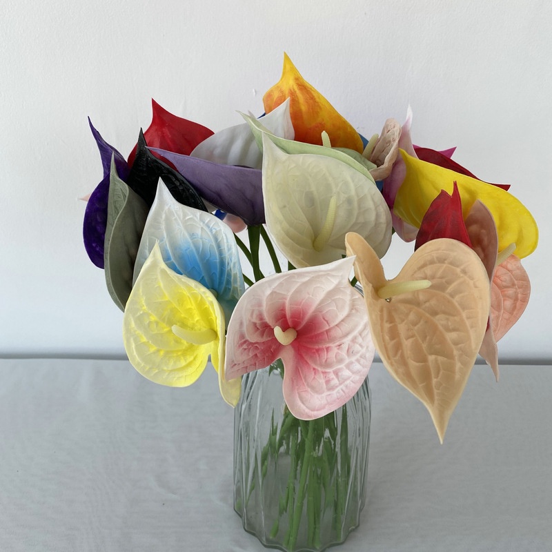 พร็อพดอกไม้ปลอม หนัง pu ยางนิ่ม สีแดง สําหรับตกแต่งห้องนั่งเล่น