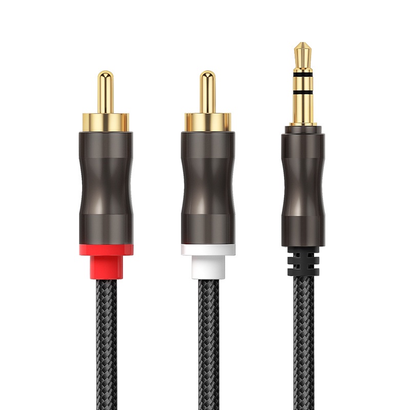 3.5mm lotus plug audio connection cable, 1/2 audio cable, nylon braided cable, rca audio cable