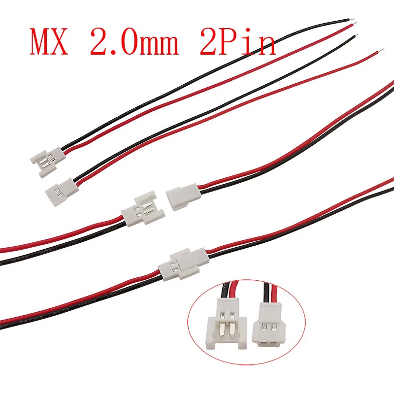 Mx สายเคเบิลซ็อกเก็ตเชื่อมต่อแบตเตอรี่ 2.0 มม. พิช 2 Pin ตัวผู้ ตัวเมีย MX 2P 15 ซม. 26AWG DIY