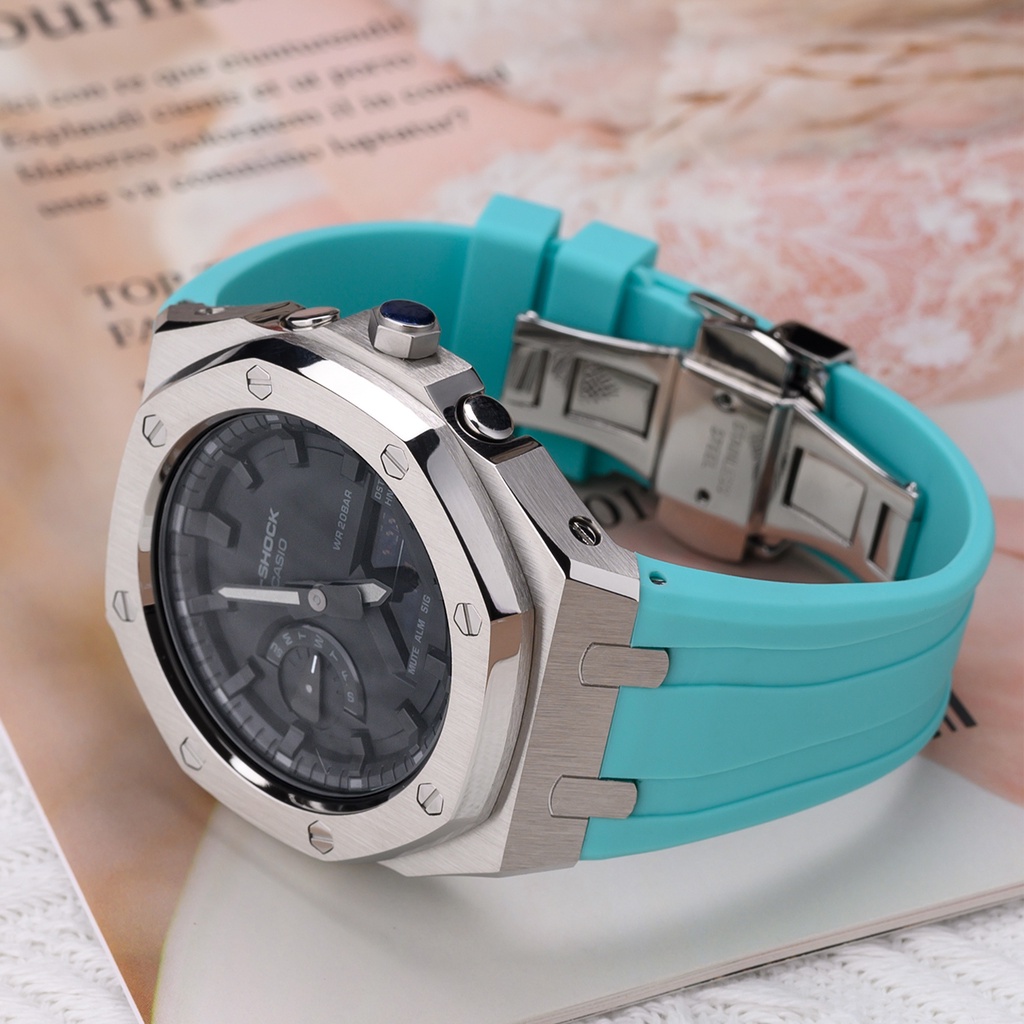Casioak อุปกรณ์เสริม สายนาฬิกาข้อมือ สายสแตนเลสโลหะ สําหรับ Casio G Shock GA2100
