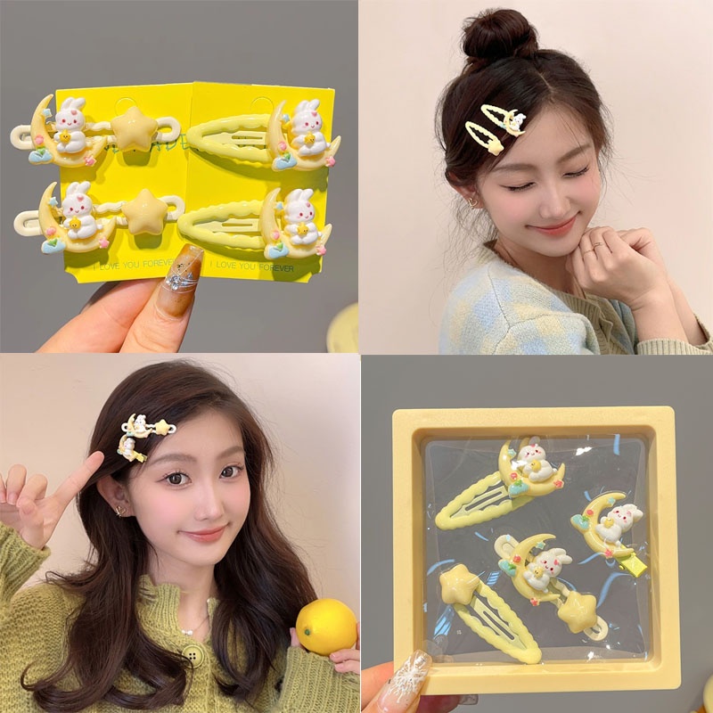 1ชิ้นพร้อมสต็อกกล่องกระต่ายน่ารักกิ๊บกิ๊บ ใบเรียกเก็บเงินเป็ด คลิปอุปกรณ์ผม
