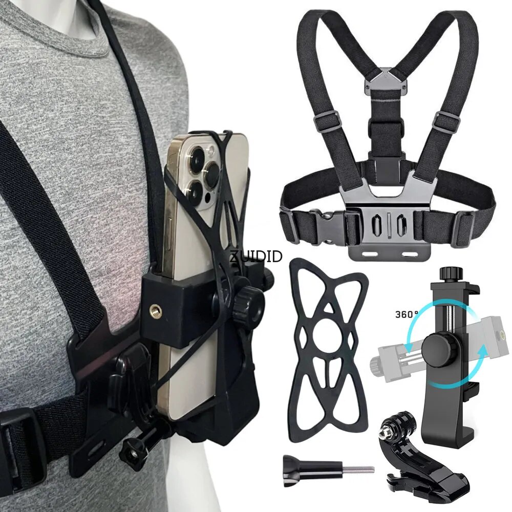 คลิปสายคล้องหน้าอก สายรัดหน้าอกโทรศัพท์มือถือ 360 องศา ใช้กับโทรศัพท์ได้ทุกรุ่น และGoPro เหมาะสำหรับกิจกรรม outdoor