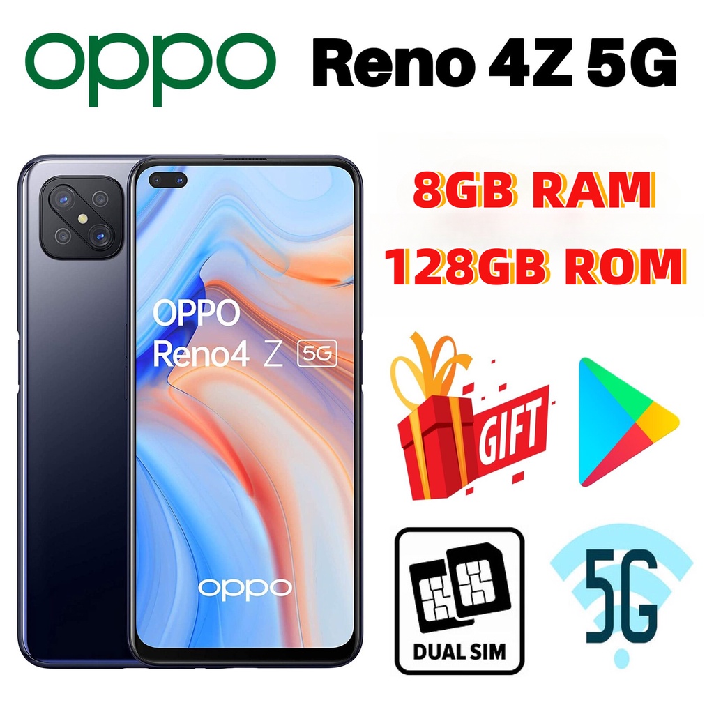 【พร้อมส่ง】ของแท้ 100% สมาร์ทโฟน OPPO RENO 4 4Z 5G (แรม 8GB + รอม 128GB) 6.5 นิ้ว 4G 5G LTE ซิมการ์ดคู่ แอนดรอยด์ 98%