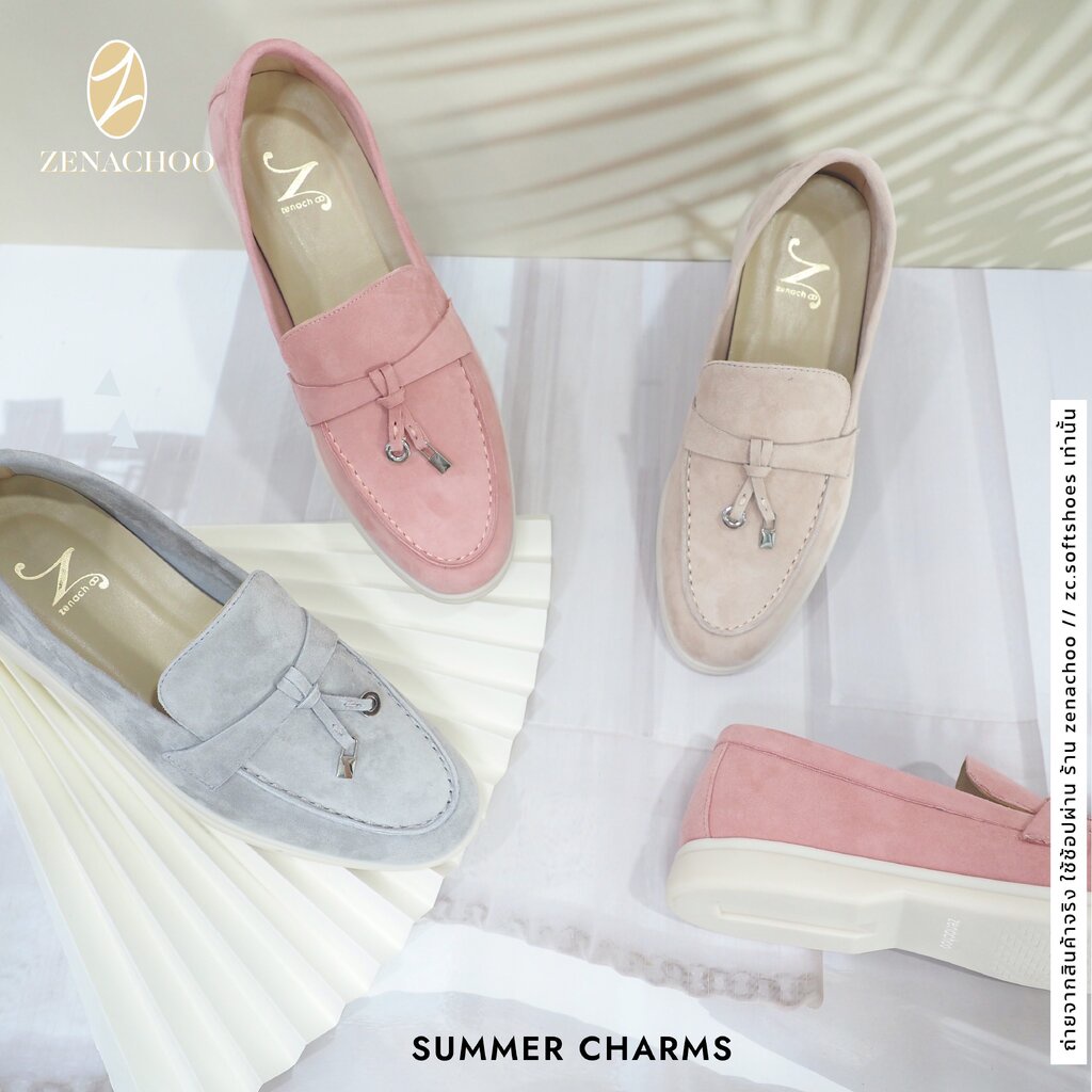 ทรงใหญ่ ลด 1 ไซส์ ปลี่ยนไซส์ได้-ไม่รับคืน Zenachoo รุ่น Summer charms รองเท้าหนังแกะแท้ loafer หนังแกะนุ่ม ใส่สบายมาก