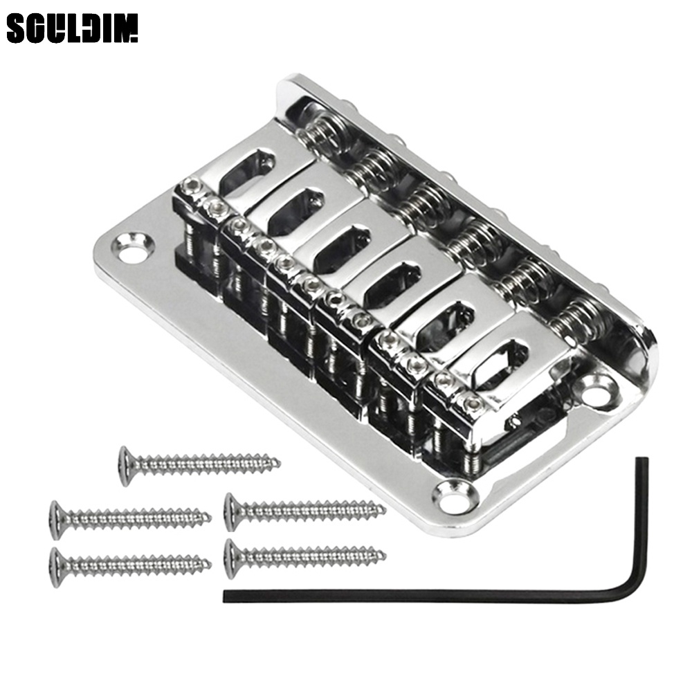 6 อาน Hardtail Bridge โหลดด้านบน 78 มม.สะพานกีตาร์ไฟฟ้าสําหรับ ST/SQ/FD กีตาร์ไฟฟ้าเปลี่ยน Chrome สีดํา