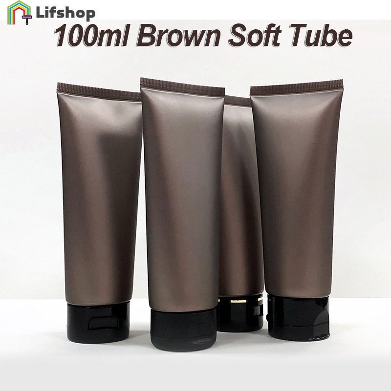 หลอดซอฟท์บราวน์ 100 มล. / น้ํามันหอมระเหย ของเหลว หลอดเปล่า / ท่อเครื่องสําอาง พลาสติก กลางแจ้ง / หลอดบรรจุโลชั่น มอยส์เจอร์ไรเซอร์ / ภาชนะรีฟิล เดินทาง แบบพกพา