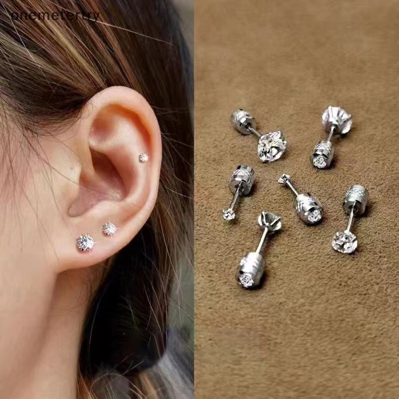 Onem 1 ชิ้น สเตนเลส คู่ คริสตัล เพทาย เกาหลี ต่างหู สําหรับผู้หญิง สกรู ต่างหู กระดุม ต่างหู ป้องกันอาการแพ้ เครื่องประดับร่างกาย n