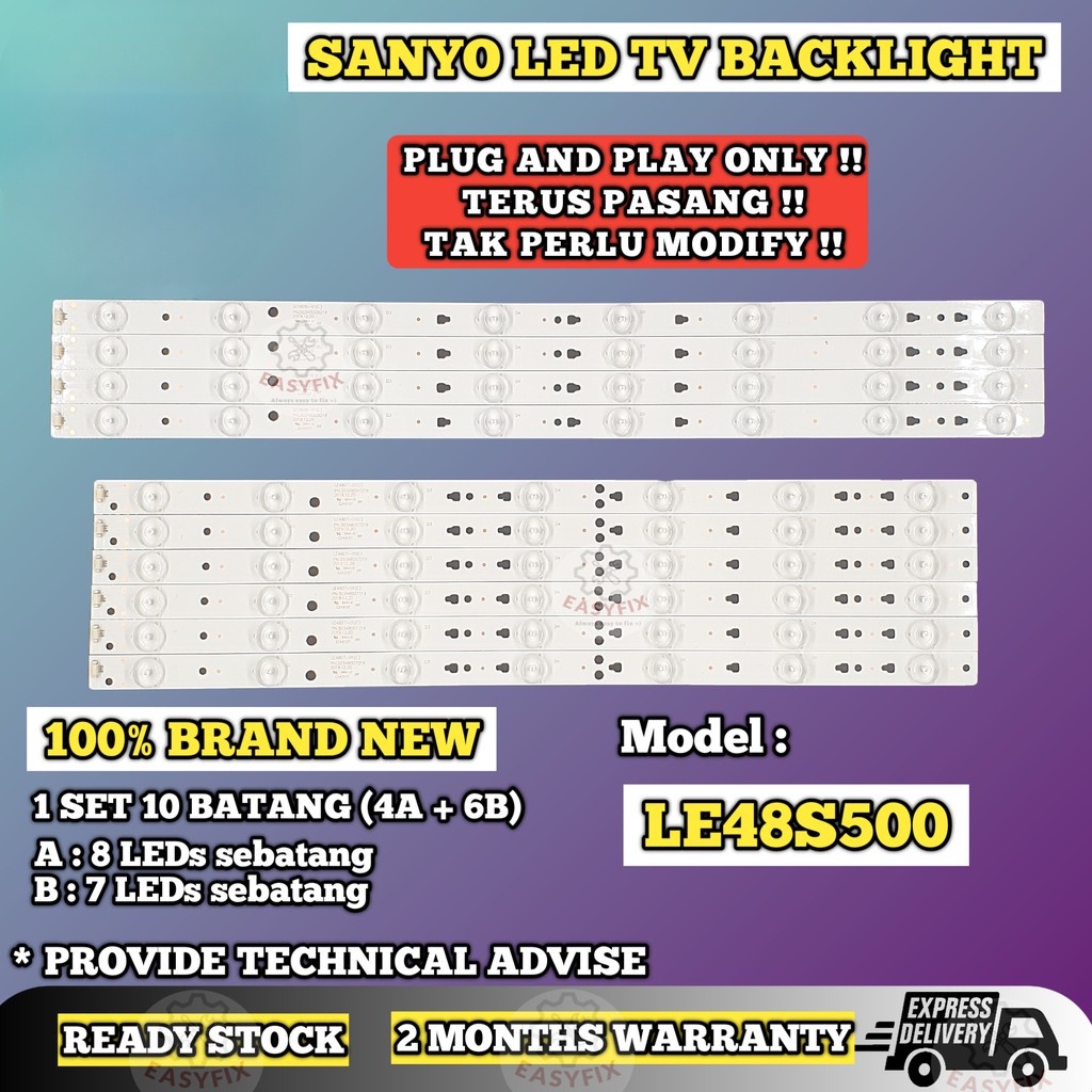 LE48S500 SANYO 48 INCH LED TV BACKLIGHT ( LAMPU TV ) SANYO BACKLIGHT 48S500