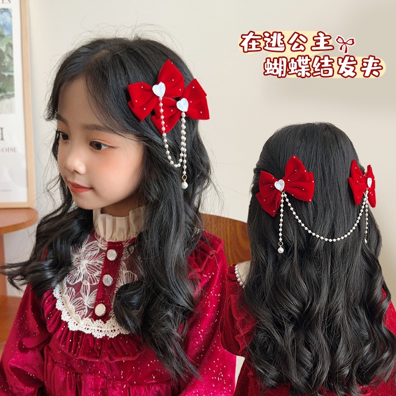 กิ๊บติดผม ประดับโบว์ และไข่มุก สีชมพูน่ารัก เข้ากับทุกการแต่งกาย แบบเรียบง่าย เครื่องประดับผม