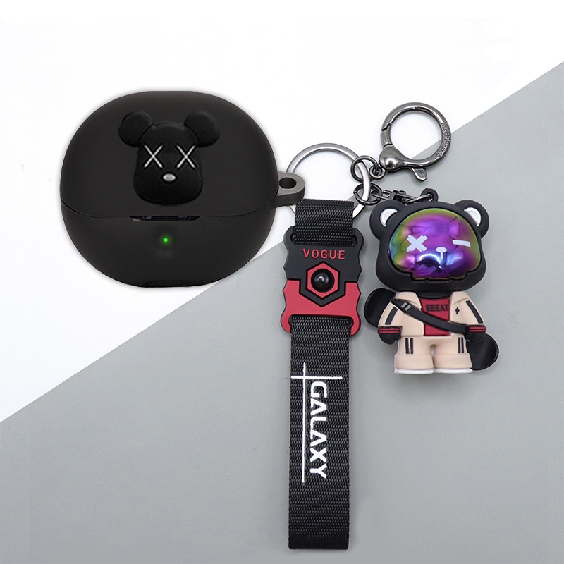 For SoundPeats Clear Case Cartoon Bear Cute Bulldog Keychain Pendant SoundPeats Clear Silicone Soft 