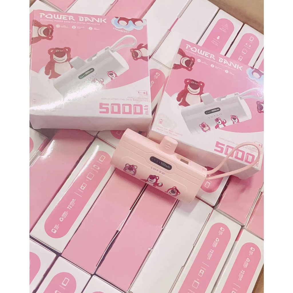2in1 พาวเวอร์แบงค์แคปซูลLOTSO แบตสำรอง 5000mAh พกพาสะดวก lP+type c (แบบสาย)