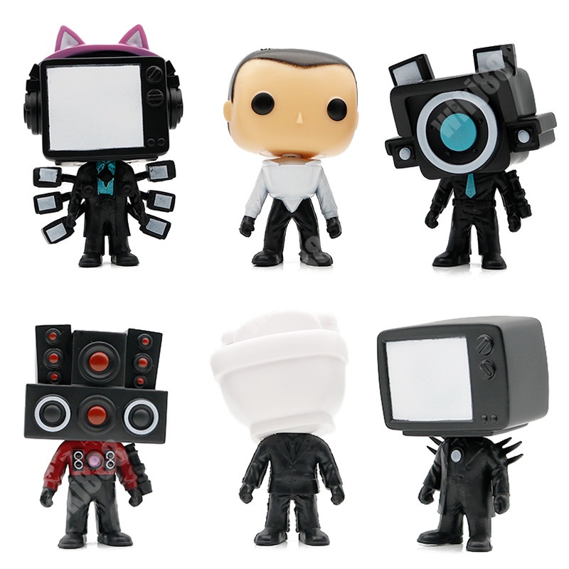 ตุ๊กตา Funko POP Skibidi Toilet Cameraman น่ารัก ของเล่นสําหรับเด็ก 6 ชิ้น ต่อชุด