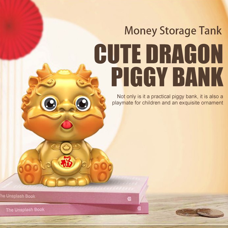 กระปุกออมสิน รูปการ์ตูนมังกรนําโชค เหมาะกับของขวัญวันเกิด สไตล์จีน สําหรับเด็ก