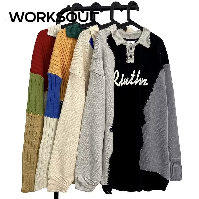 WORKSOUT เสื้อสเวตเตอร์ผู้ชาย เสื้อแขนยาว urthe คาร์ดิแกน สเวตเตอร์ เสื้อกันหนาวผู้ชาย 2023 NEW MMY2